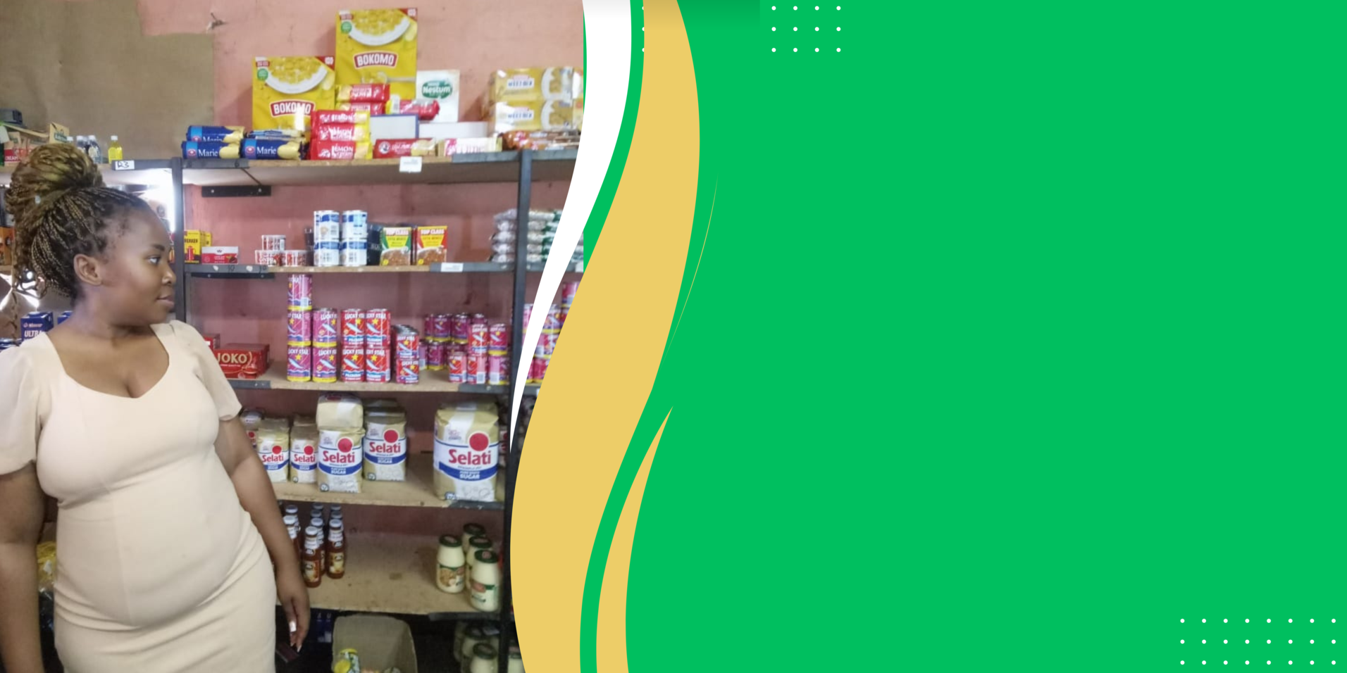 Wide range of fresh groceries and household items.